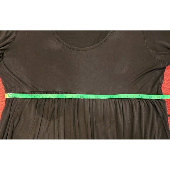 Black Flowy Long-Sleeve Babydoll Top XXL 100% Cotton Womens Boho Style With Scoo - Picture 10 of 16